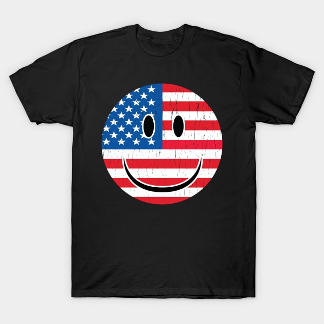 Smiley USA Flag Patriot Smiley USA Patriot Gift T-Shirt by atomguy